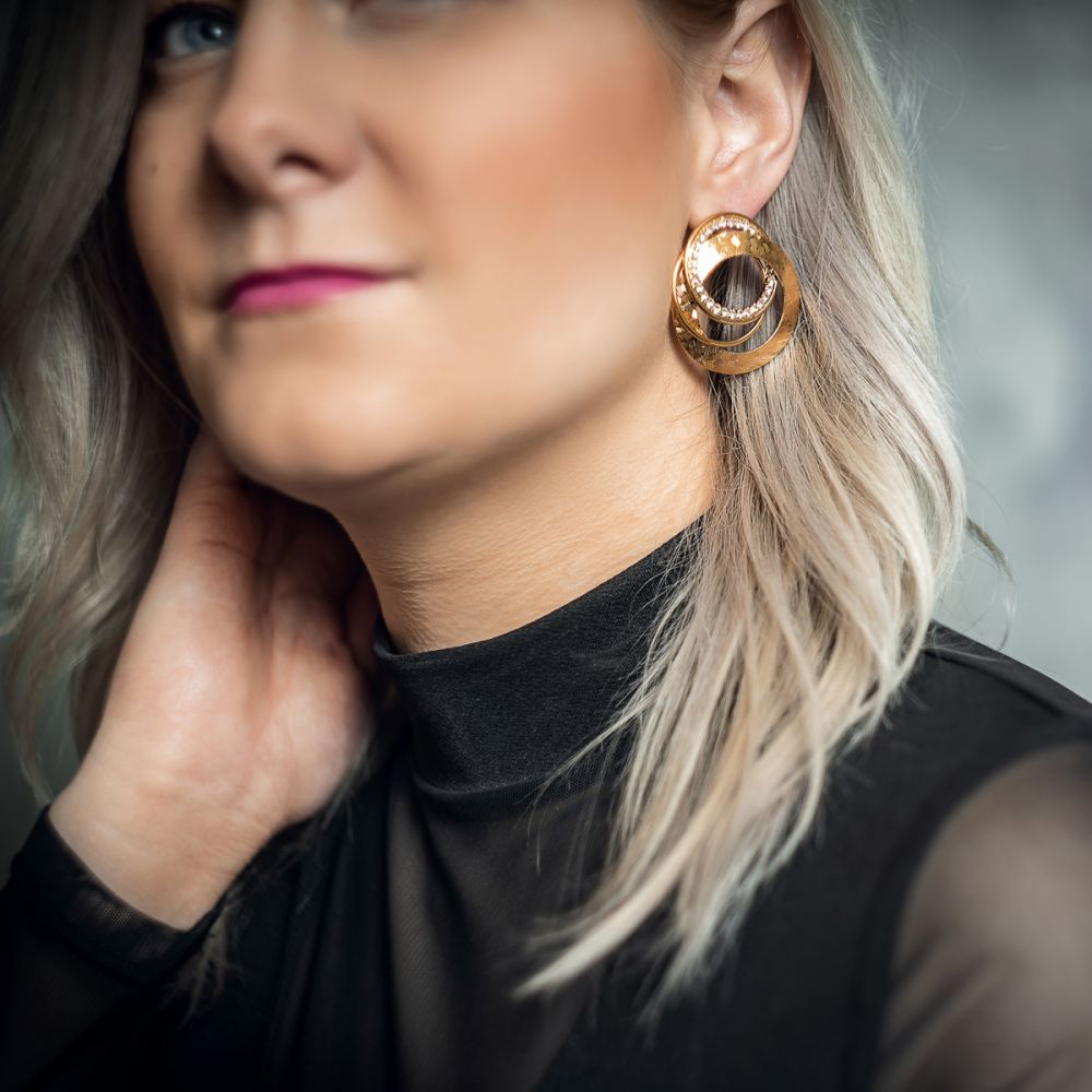 INTERTWINED CIRCLES GOLD PLATED SWAROVSKI® CRYSTAL EARRINGS