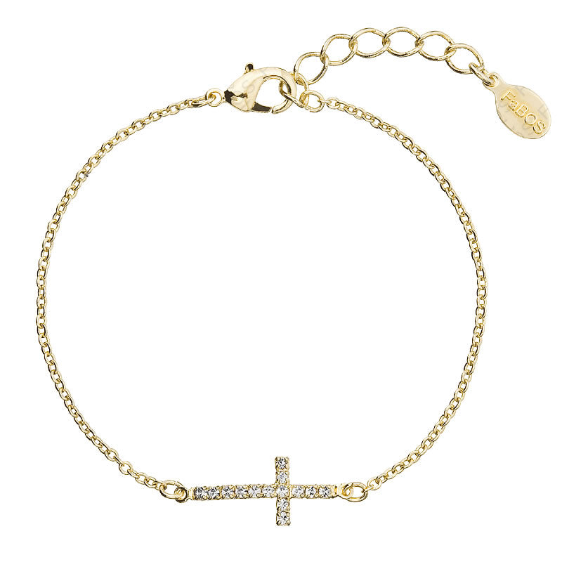 CROSS BRACELET LYING CRYSTAL GOLD PLATED SWAROVSKI