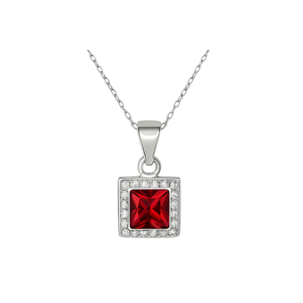 Sterling Silver Red Swarovski® Crystal Necklace