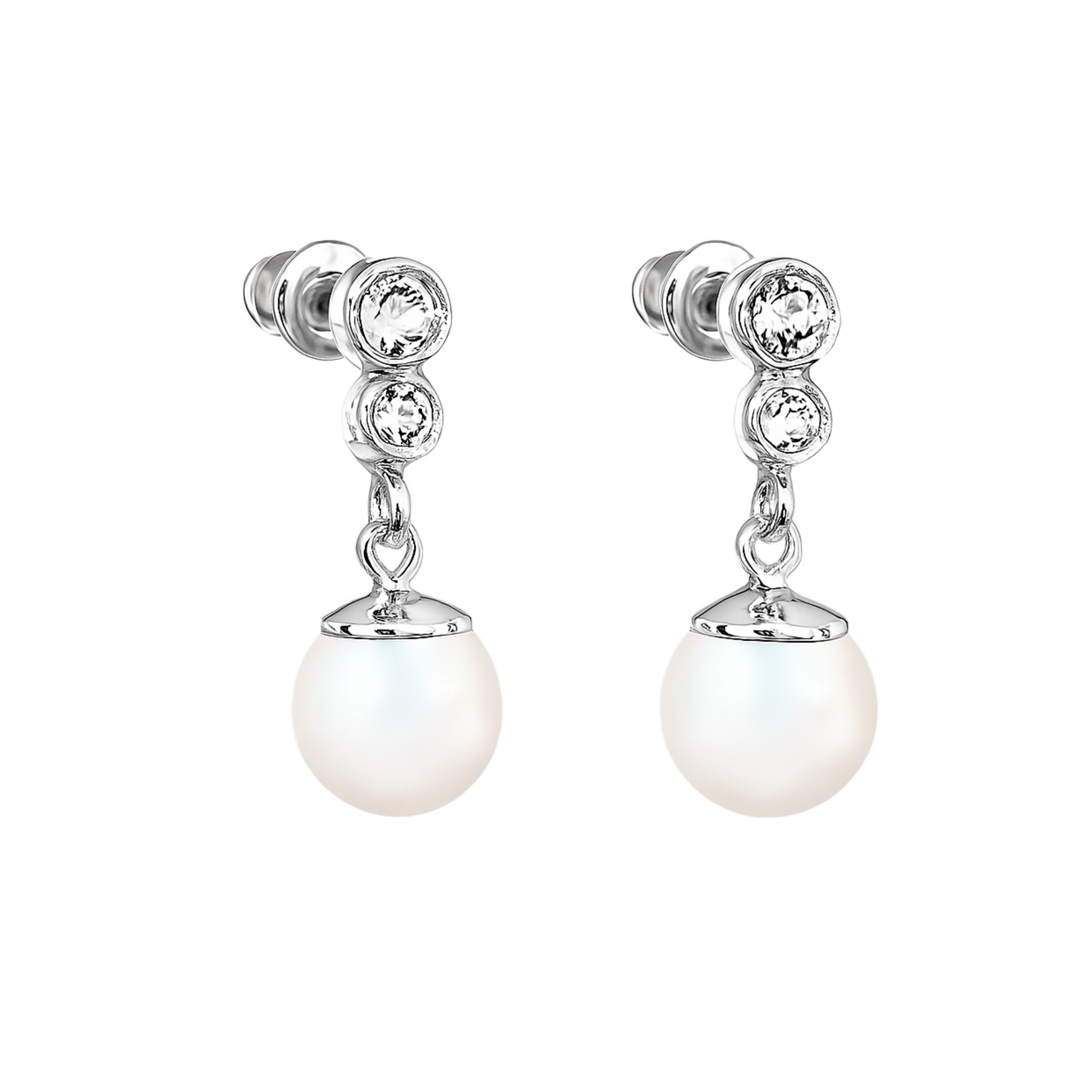 PEARL 8 MM WHITE SWAROVSKI® CRYSTAL EARRINGS