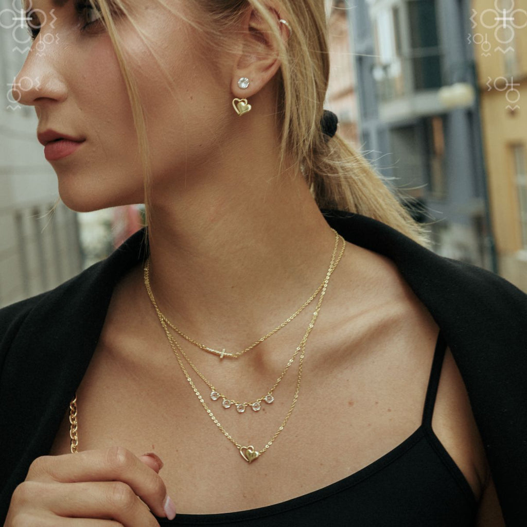 TWO HEARTS GOLD PLATED SWAROVSKI® CRYSTAL EARRINGS