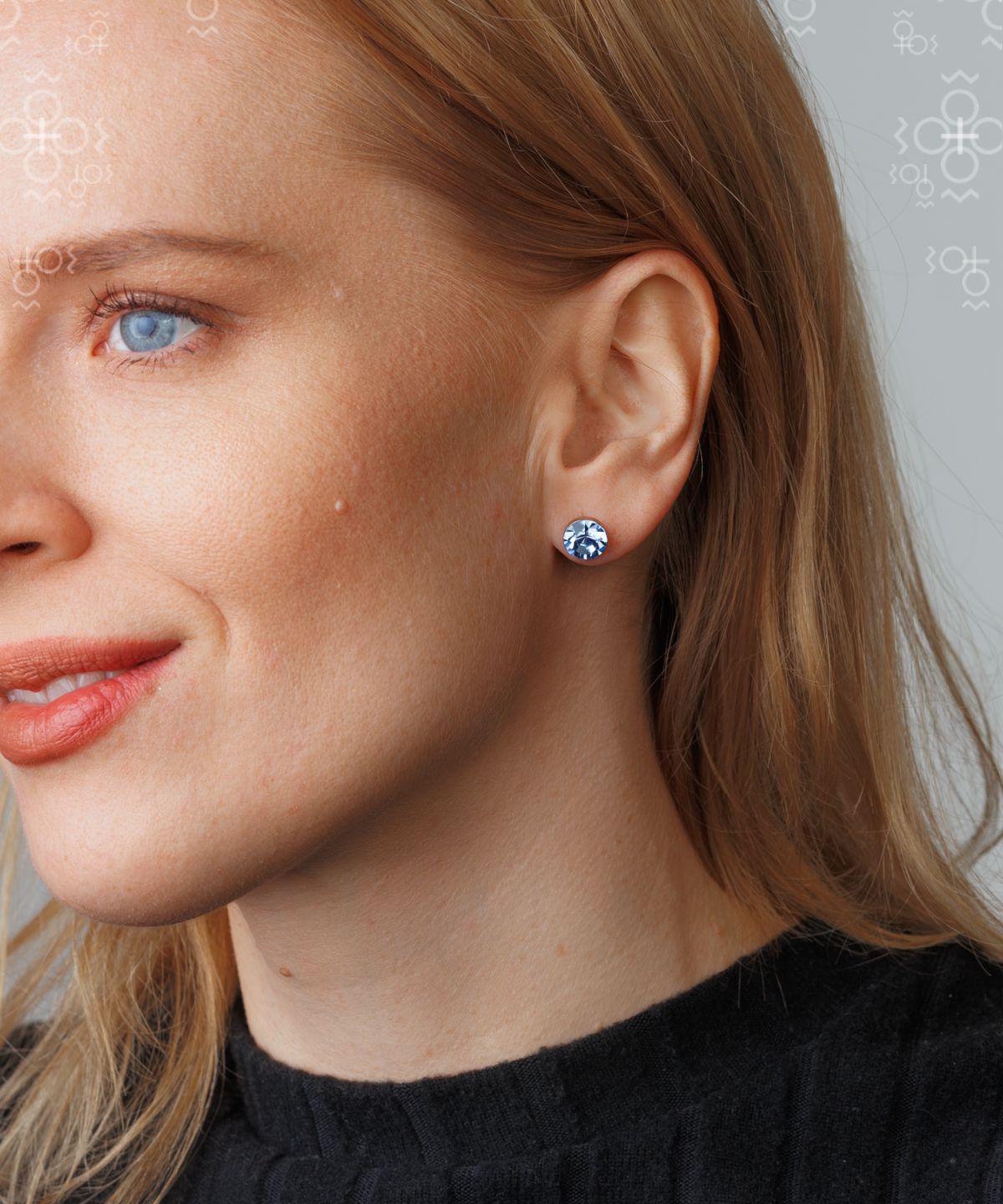 SHATON 8MM LIGHT SAPPHIRE SWAROVSKI® CRYSTAL EARRINGS